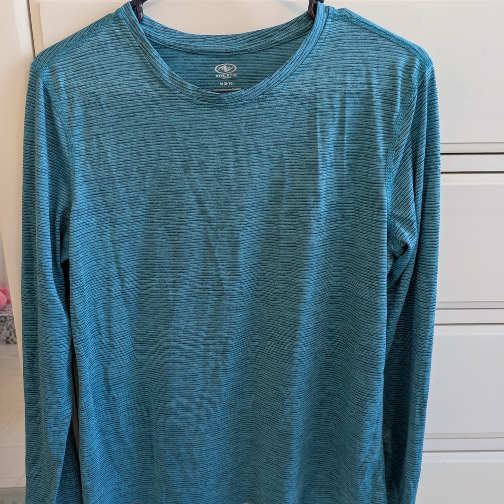 Womens Athletic Works Teal Long Sleeve Shirt Size Medium